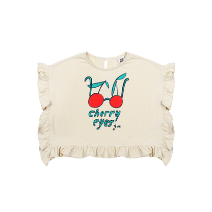 Jelly Mallow – Cherry Frill Sleeveless T-shirt