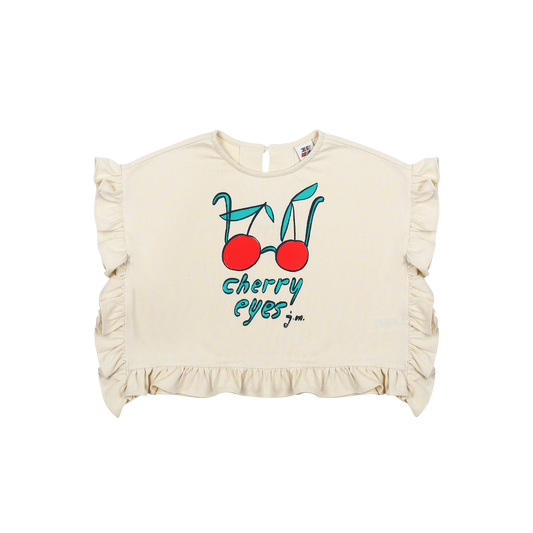 Jelly Mallow – Cherry Frill Sleeveless T-shirt