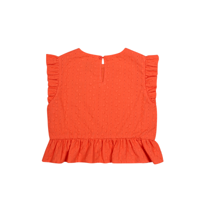 Jelly Mallow – Cherry Ruffle Sleeveless Blouse