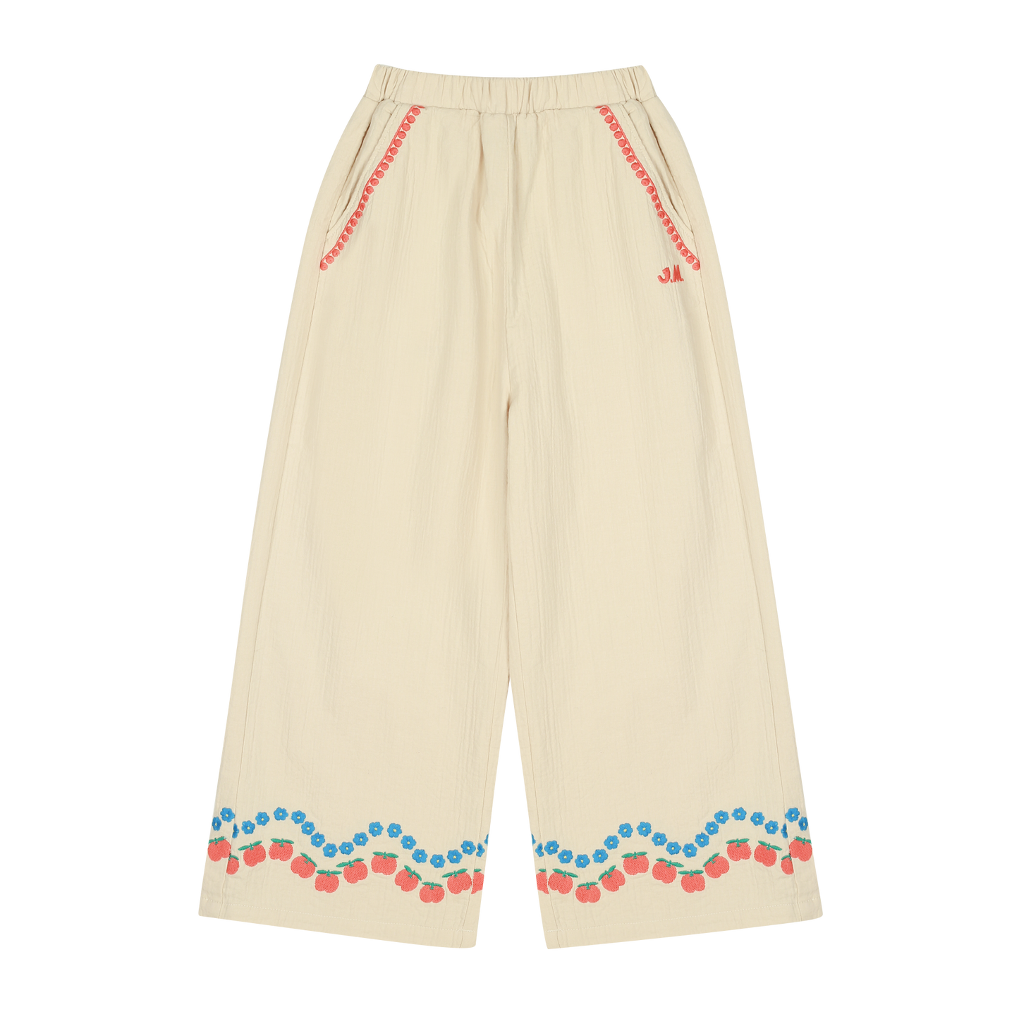 Jelly Mallow – Apple Flower Wide Leg Pants Beige