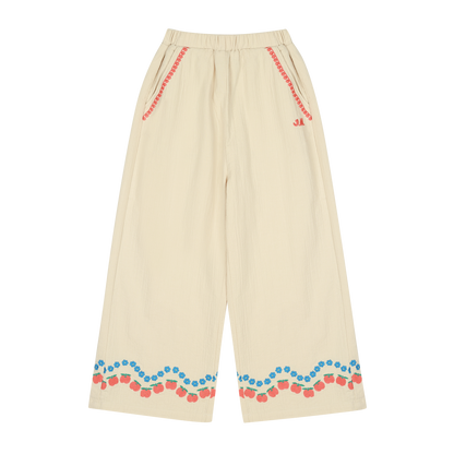 Jelly Mallow – Apple Flower Wide Leg Pants Beige