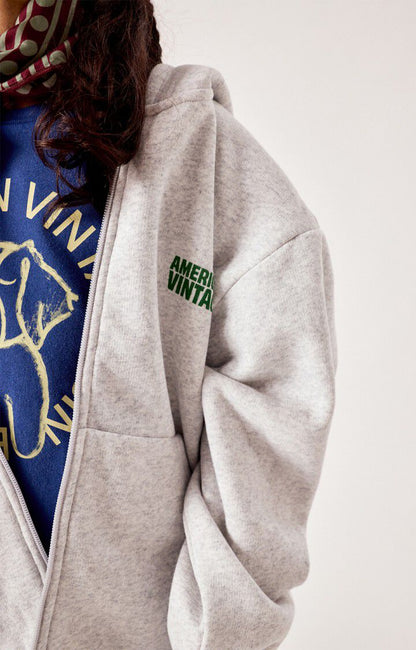 American Vintage - Baptown Zip Hoodie | GRIJS GEVLEK