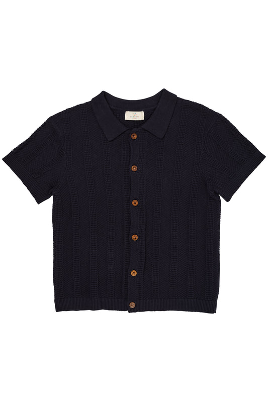 Copenhagen Colors - Knitted Pattern Shirt Navy Blue