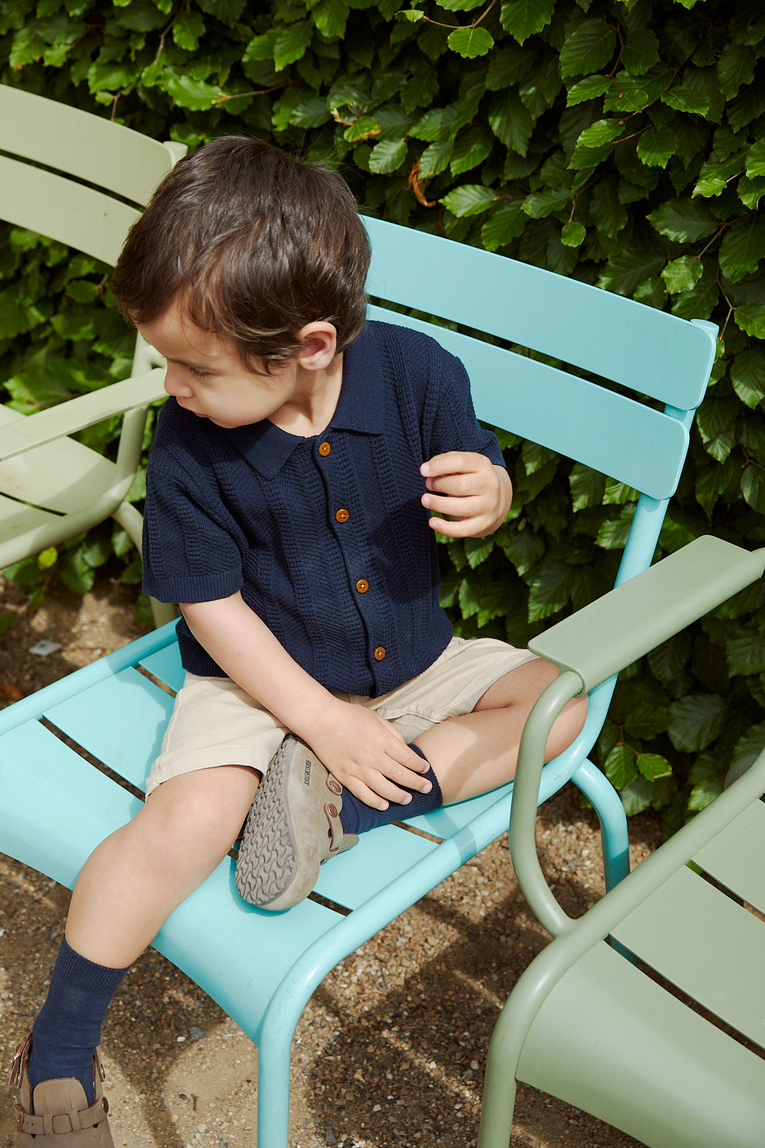 Copenhagen Colors - Knitted Pattern Shirt Navy Blue