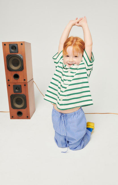 American Vintage - Trousers Zatybay Aqua Stripes