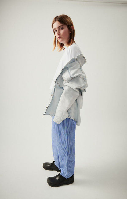 American Vintage - Trousers Zatybay Aqua Stripes