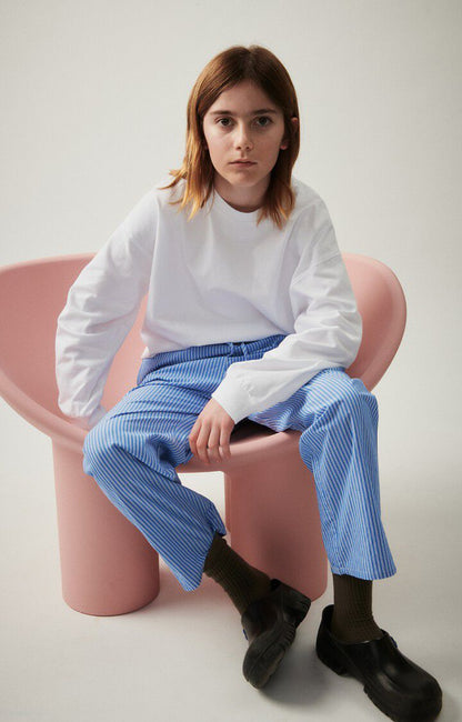 American Vintage - Trousers Zatybay Aqua Stripes