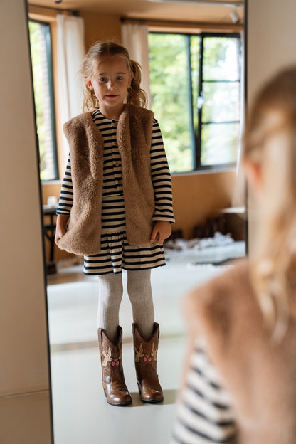Navy Natural - Mikki Gilet Fluffy Brown