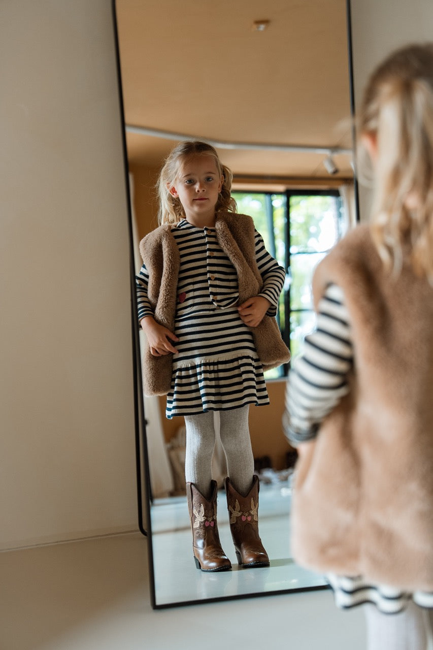 Navy Natural - Mikki Gilet Fluffy Brown