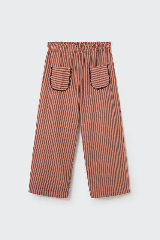 Cozmo - LIMA Striped Soft Twill Wide Leg Broek | Pink Siena