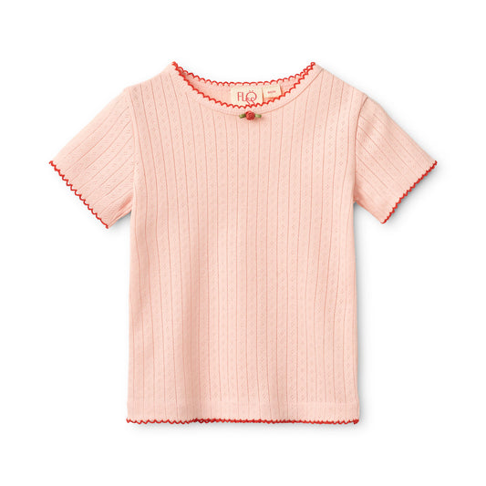 Flöss - Liva SS Pointelle Blouse Soft Rose voor Baby’s en Meisjes