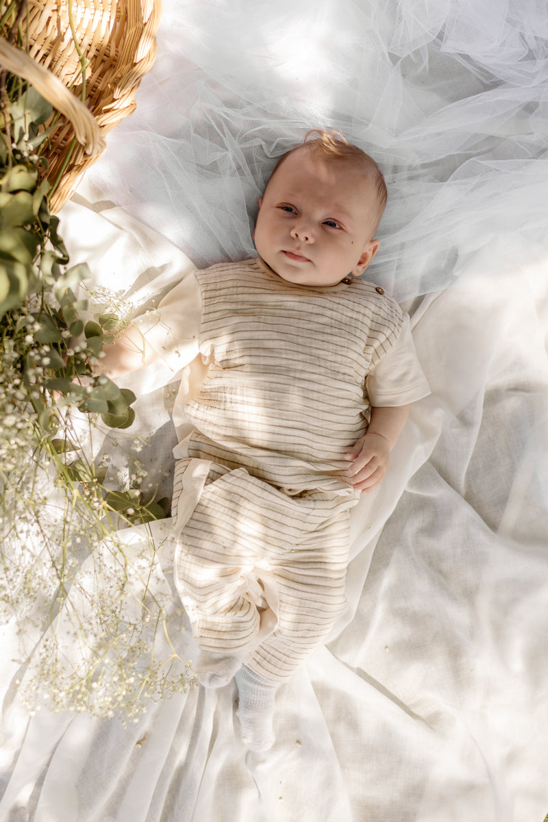 Levv - Newborn T-Shirt AOP Taupe Cream Martin