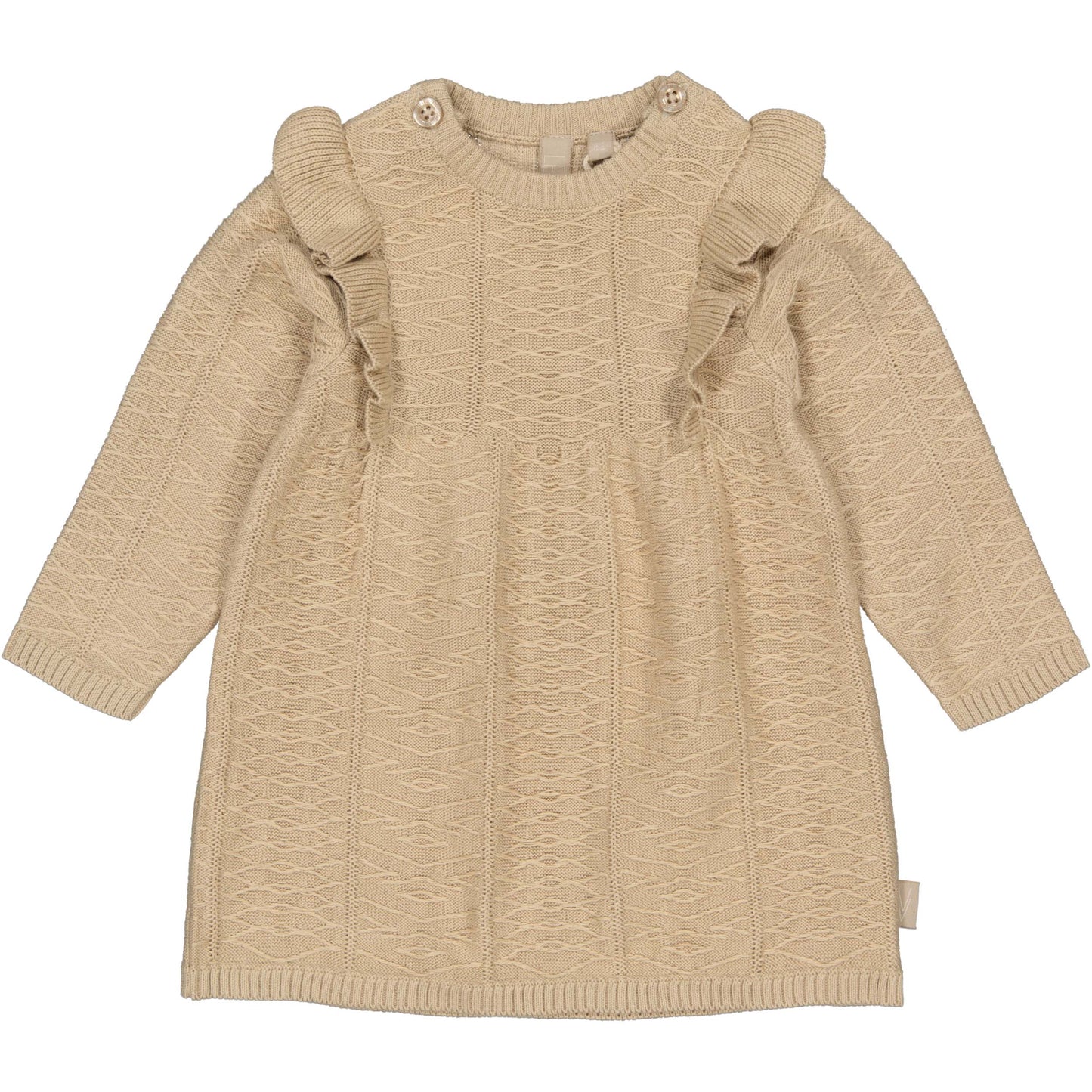 Levv - Nali Gebreide Jurk Beige | Baby Jurkje met Ruffles