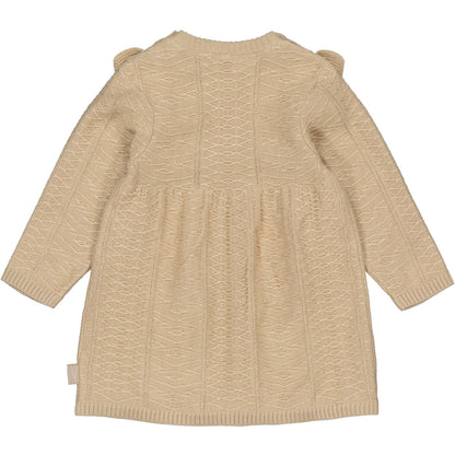 Levv - Nali Gebreide Jurk Beige | Baby Jurkje met Ruffles