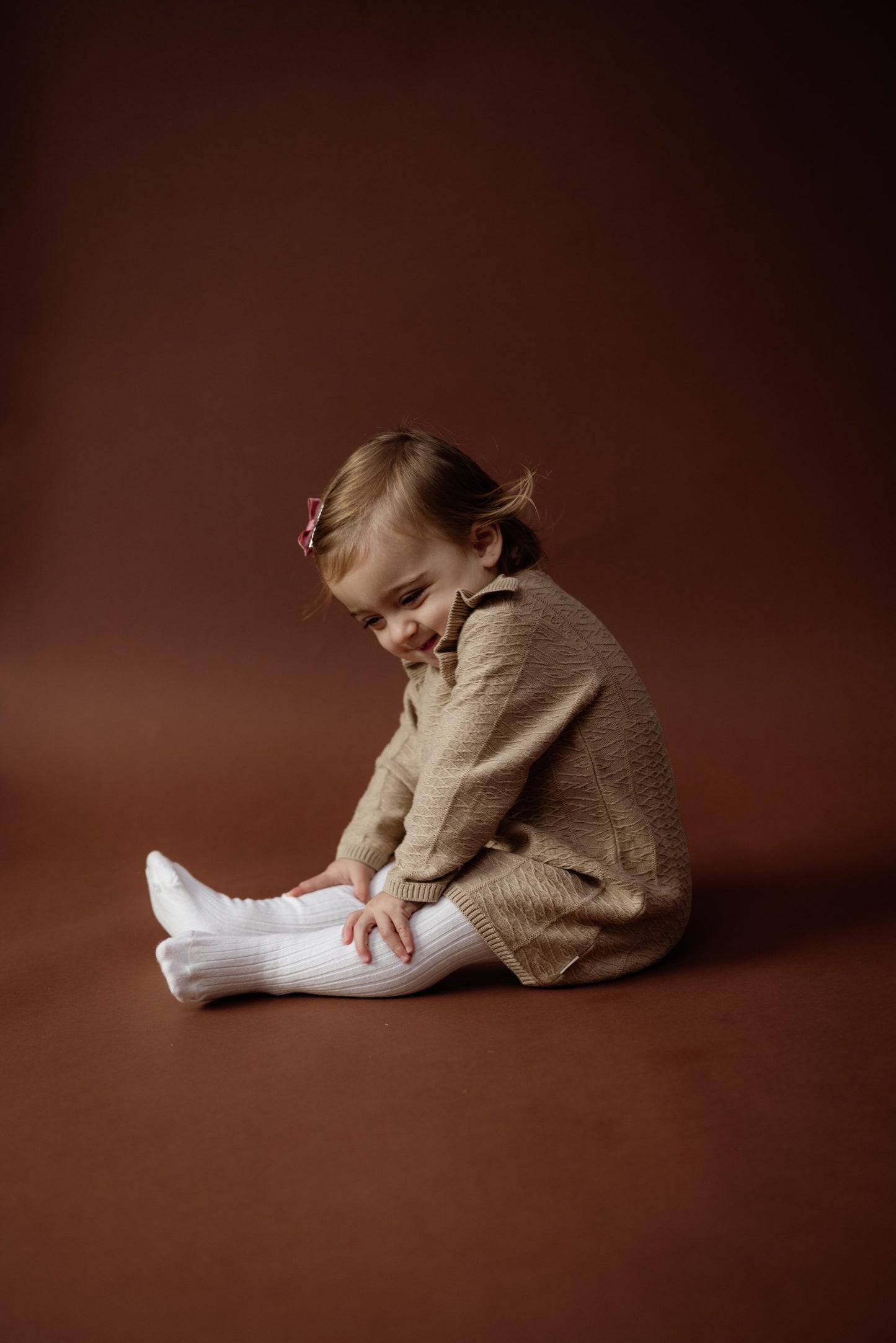 Levv - Nali Gebreide Jurk Beige | Baby Jurkje met Ruffles
