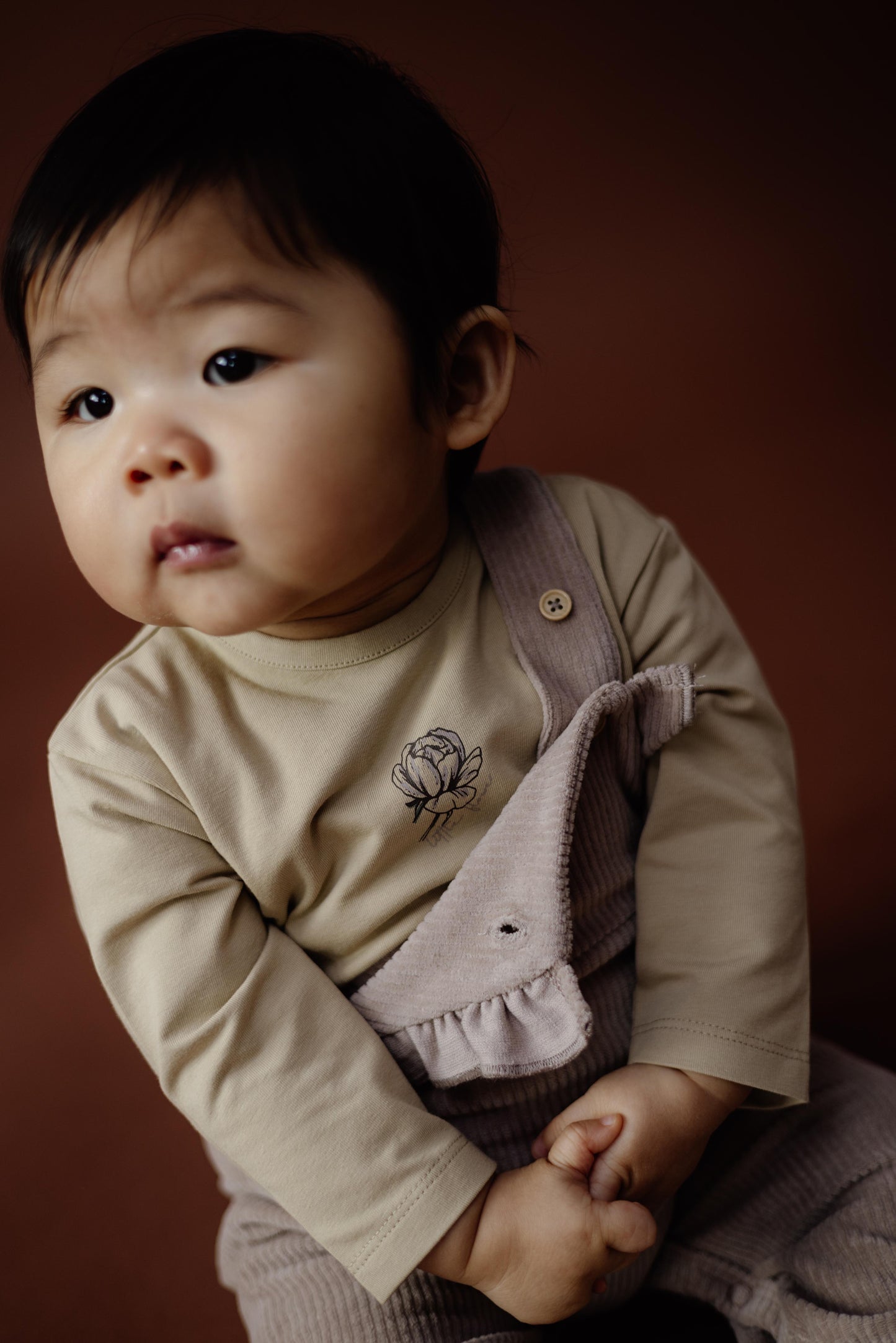 Levv  - Nash Baby Longsleeve Beige | Zachte Biologische Longsleeve met Bloemenprint