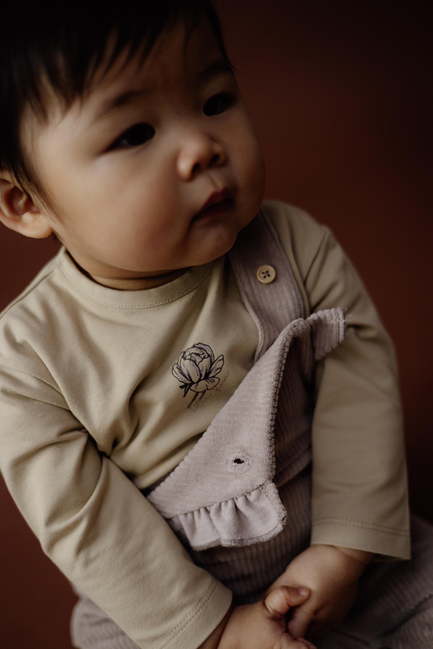 Levv  - Nash Baby Longsleeve Beige | Zachte Biologische Longsleeve met Bloemenprint