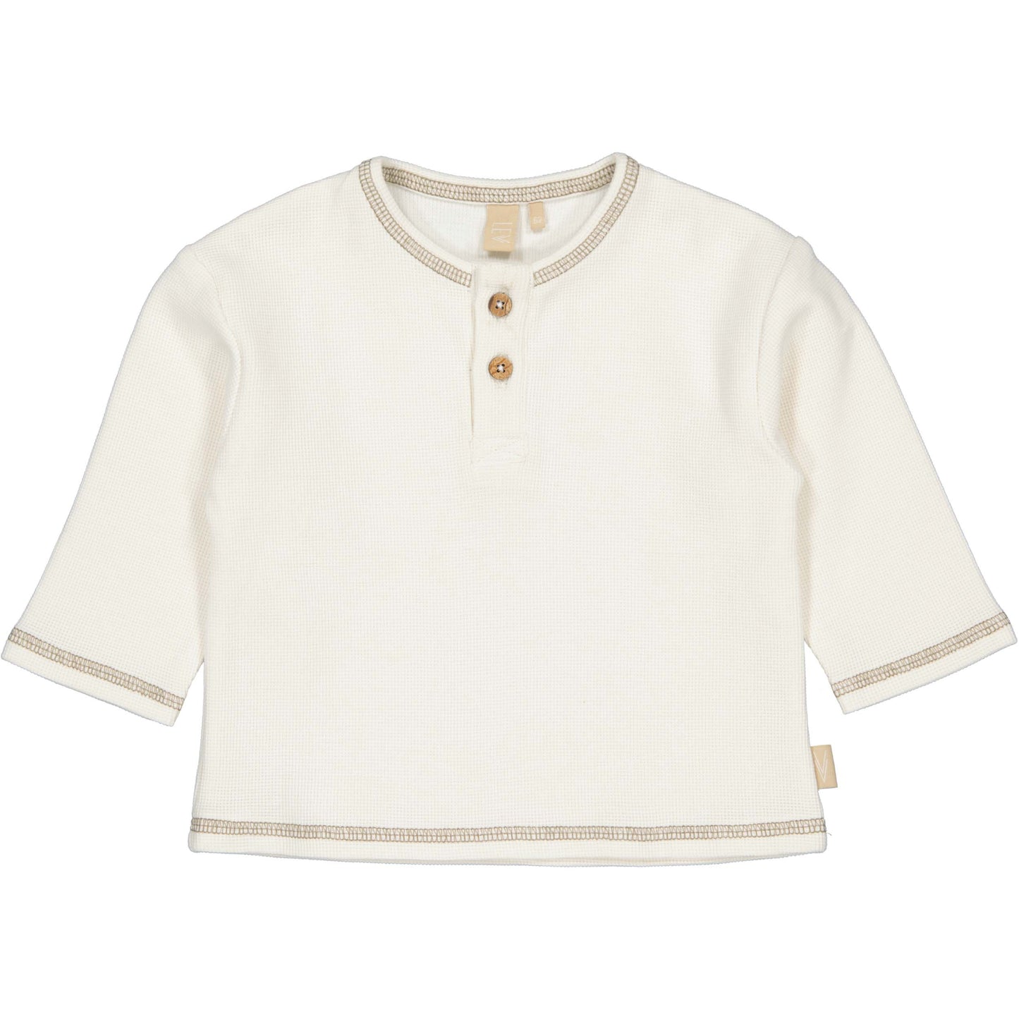 Levv  - Nathan Baby Longsleeve White Cream | Wafelstructuur Longsleeve van Biologisch Katoen