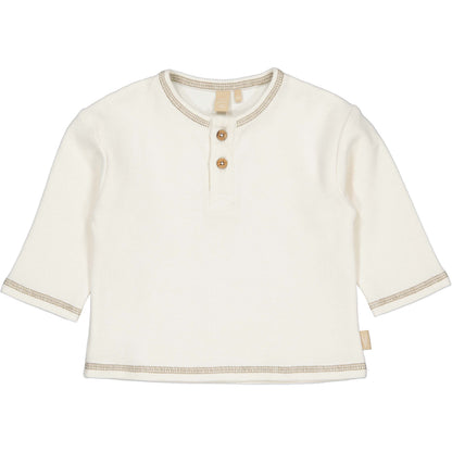 Levv  - Nathan Baby Longsleeve White Cream | Wafelstructuur Longsleeve van Biologisch Katoen