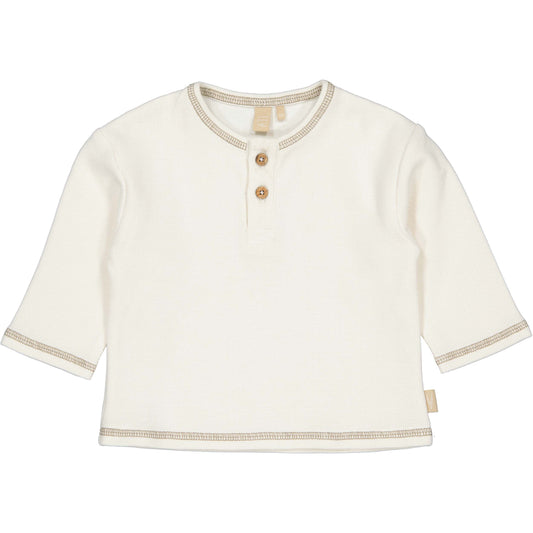 Levv  - Nathan Baby Longsleeve White Cream | Wafelstructuur Longsleeve van Biologisch Katoen
