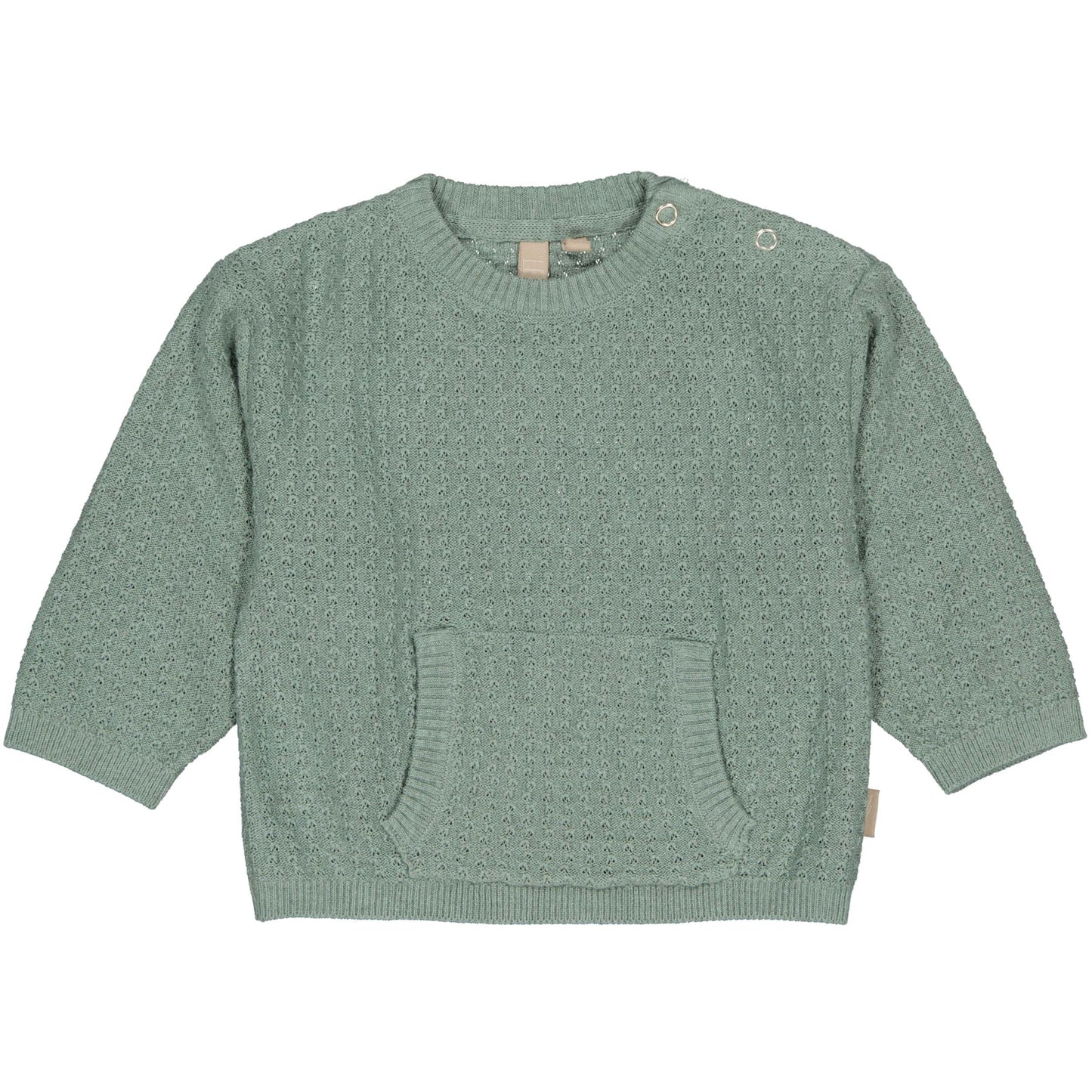 Levv  - Neil Baby Sweater Seagreen | Gebreide Trui met Kangaroozak van Katoenmix