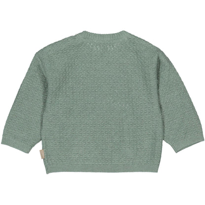 Levv  - Neil Baby Sweater Seagreen | Gebreide Trui met Kangaroozak van Katoenmix