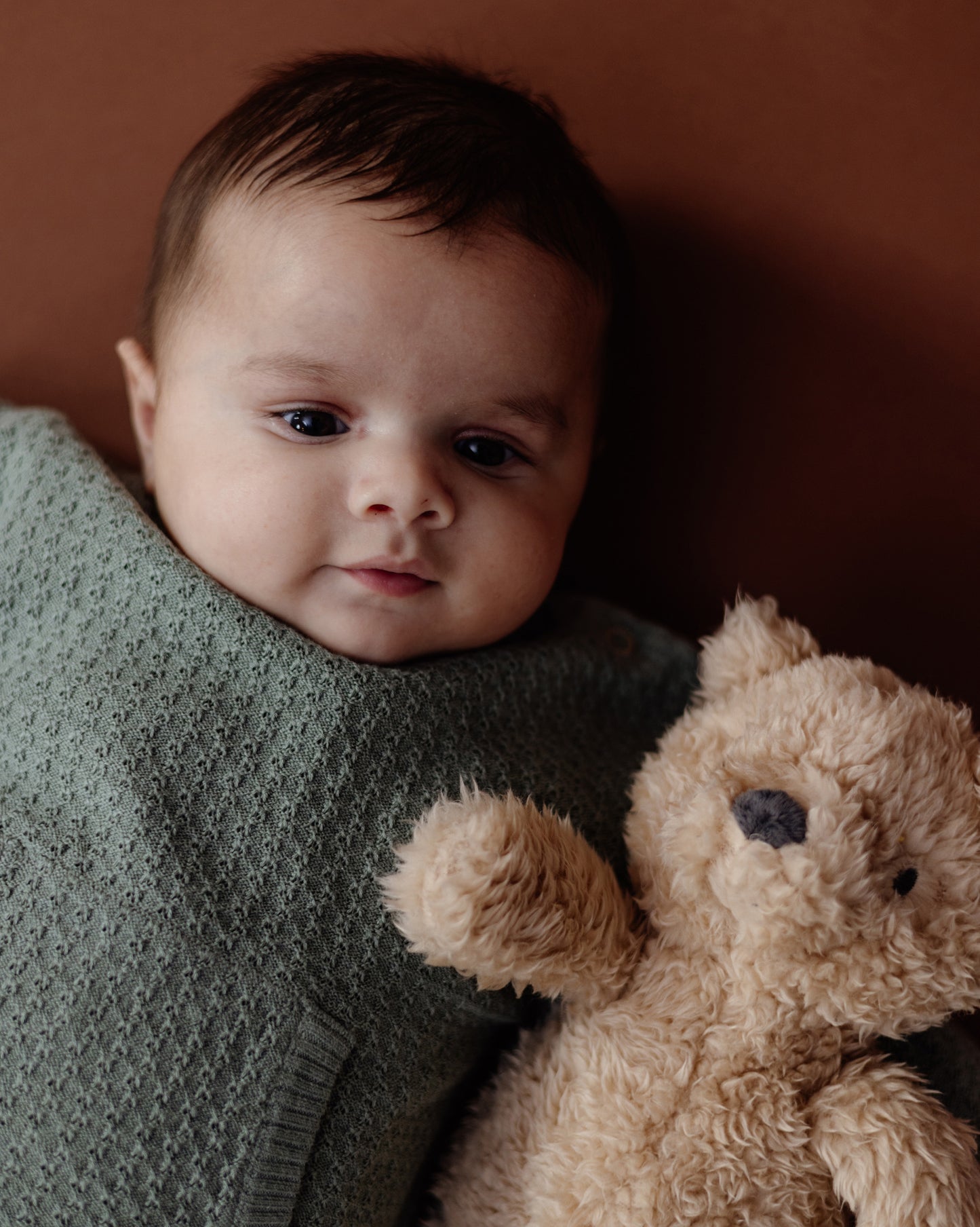 Levv  - Neil Baby Sweater Seagreen | Gebreide Trui met Kangaroozak van Katoenmix