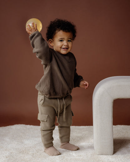 Levv  - Nelle Baby Sweater Light Brown | Zachte Katoenen Sweater met Gebreide Structuur