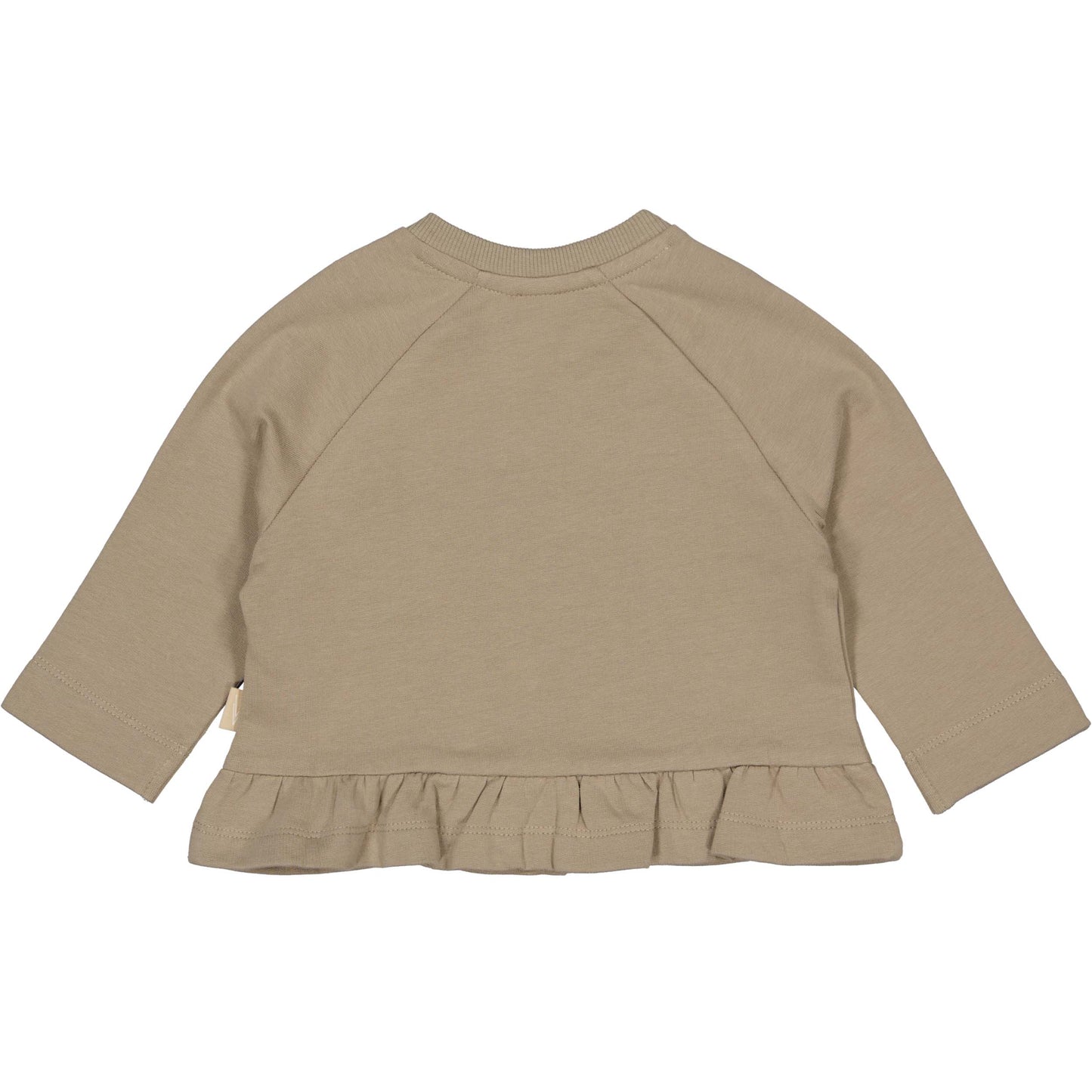 Levv  - Nica Baby Sweater Light Brown | Biologisch Katoen met Ruffle en Bloemenborduring