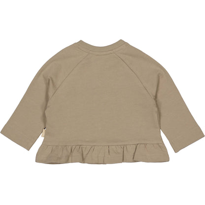Levv  - Nica Baby Sweater Light Brown | Biologisch Katoen met Ruffle en Bloemenborduring