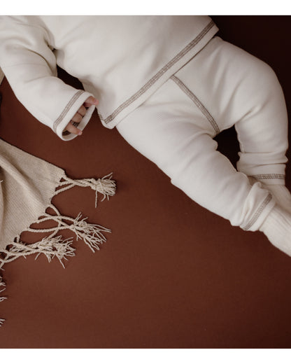 Levv  - Niels Baby Broek White Cream | Wafelstof van 100% Biologisch Katoen
