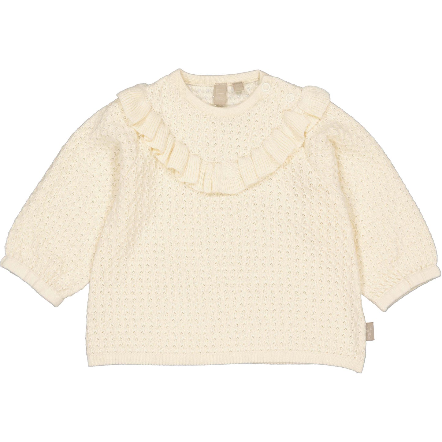 Levv  - Niki Baby Sweater White Cream | Gebreide Sweater met Romantische Ruches