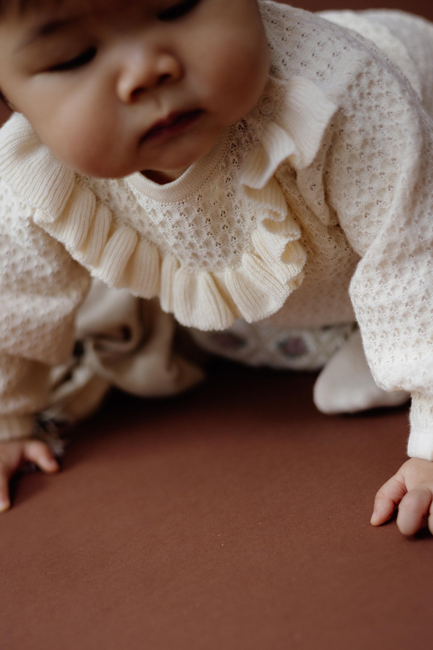 Levv  - Niki Baby Sweater White Cream | Gebreide Sweater met Romantische Ruches