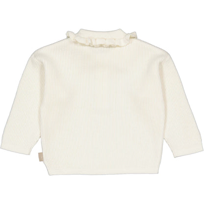 Levv  - Nikola Gebreide Sweater White Cream | Elegante Katoenen Meisjessweater met Ruches