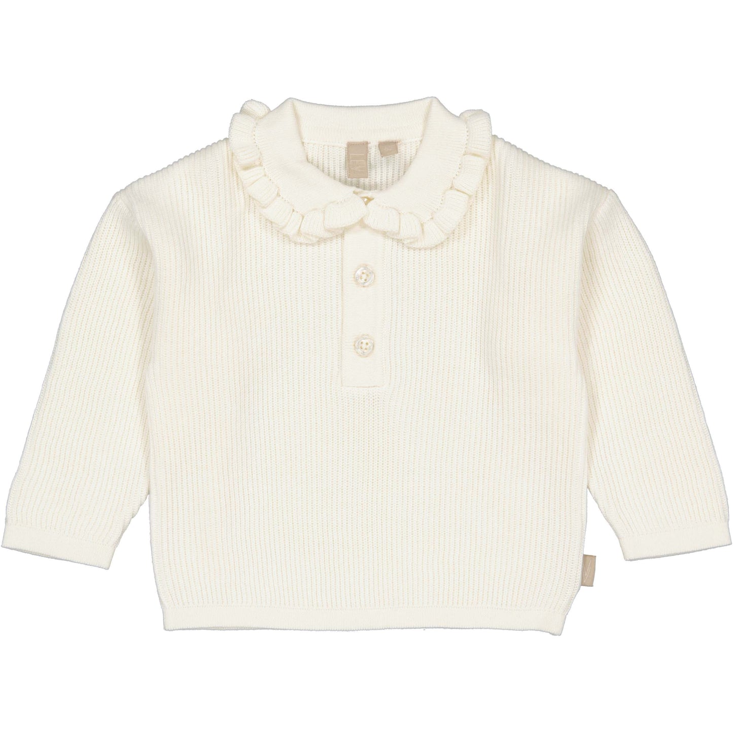 Levv  - Nikola Gebreide Sweater White Cream | Elegante Katoenen Meisjessweater met Ruches