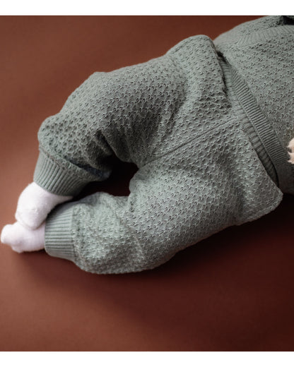 Levv  - Nino Gebreide Broek Seagreen | Zachte Babybroek met Structuur