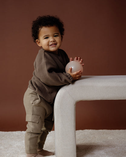 Levv  - Nolan Gebreide Cargo Broek Light Brown | Comfortabele Babybroek van 100% Katoen