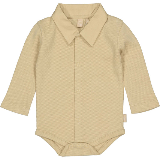 Levv  - Noud Romper Beige | Baby Romper met Kraag van 100% Biologisch Katoen