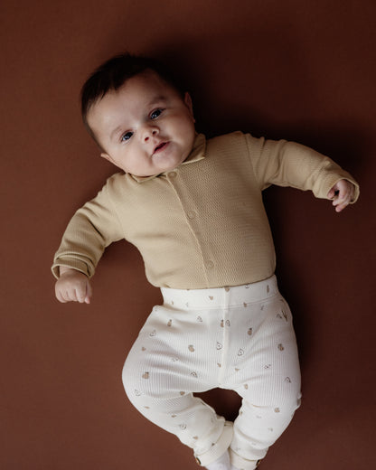 Levv  - Noud Romper Beige | Baby Romper met Kraag van 100% Biologisch Katoen