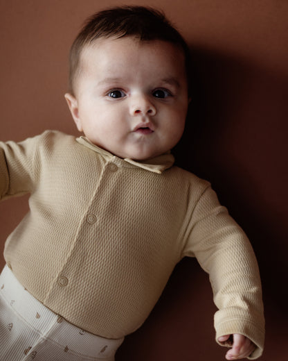 Levv  - Noud Romper Beige | Baby Romper met Kraag van 100% Biologisch Katoen