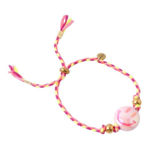 LOVEissue - Armband Happy Smiley | Fel Roze (Verstelbaar)