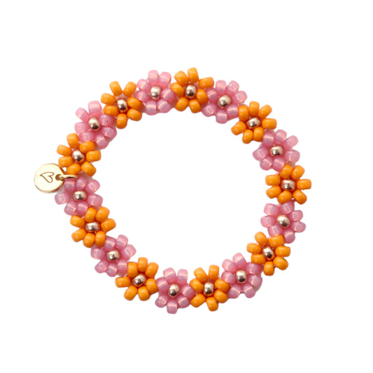 LOVEissue - Bracelet | Daisy | Oranje/Roze T2