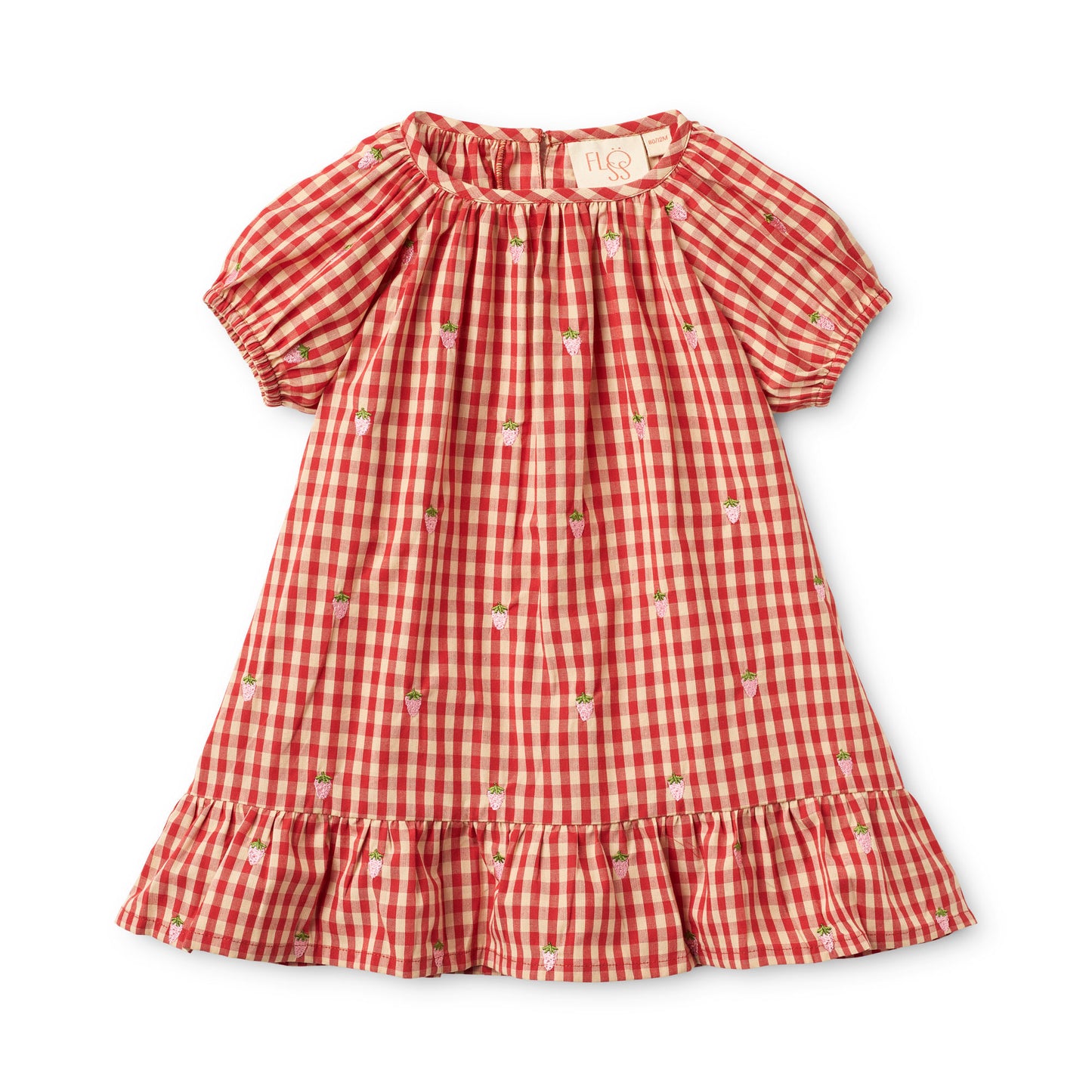 Flöss - Molly Pineberry Dress Red Pink Berry Gingham voor Baby’s en Meisjes