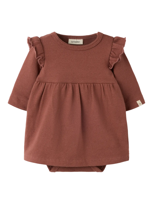 Lil' Atelier - Ruffle Body Baby Jurk | Mocha Mousse
