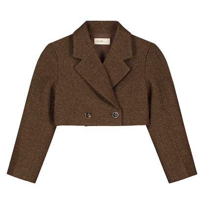 Charlie Petite - Nora Cropped Blazer Bruin Melange