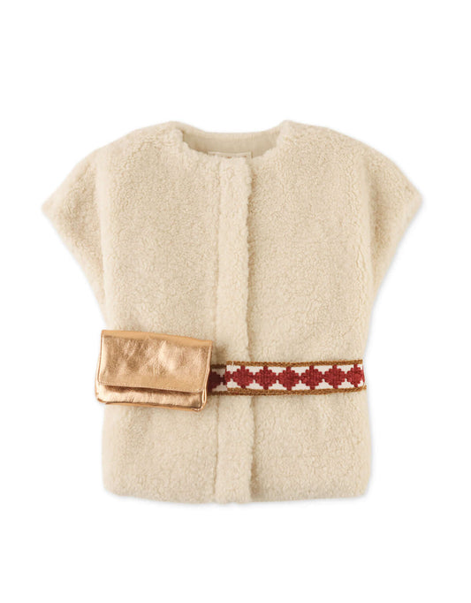 Gingersnaps Beige zacht gilet in imitatie omgekeerd lam