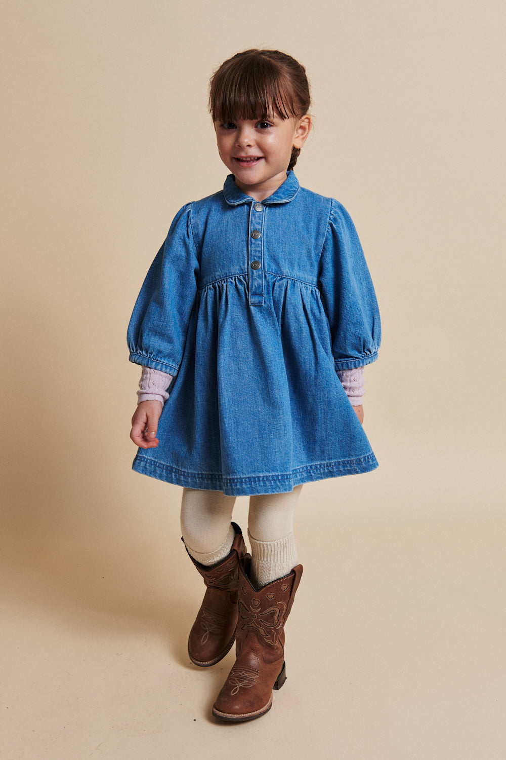 Copenhagen Colors – Denim Jurk met Puff Mouwen