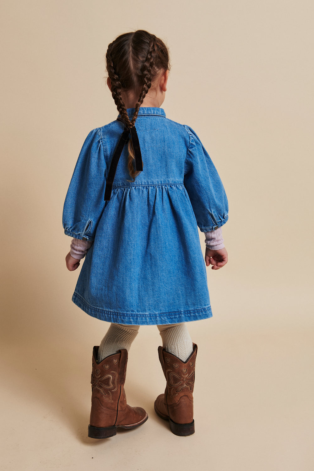 Copenhagen Colors – Denim Jurk met Puff Mouwen