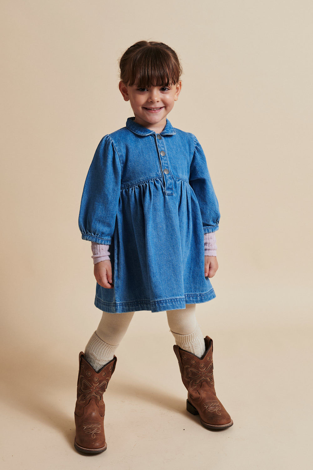 Copenhagen Colors – Denim Jurk met Puff Mouwen