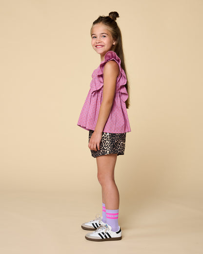Petit Blush - Meisjes Jeans Short | Leopard AOP